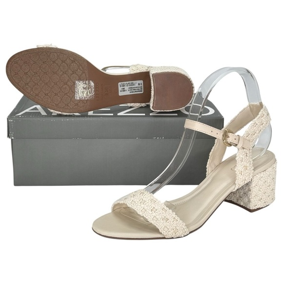 Arezzo Brynn Cream Crochet Womens Mid Heel Sandals Size 9.5M - Picture 15 of 16